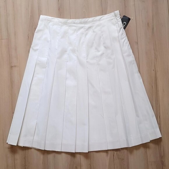 Chaps Ralph Lauren 90s Vintage Pleated A-Line Midi Skirt Size 8 NWT Winter White - Picture 1 of 5